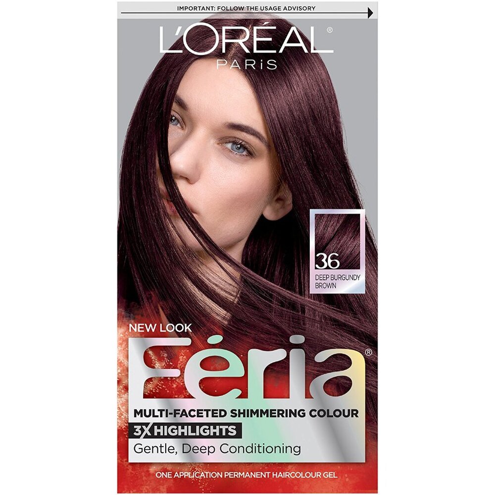 L'Oréal Paris Féria Multi-Faceted Shimmering Color, 36 Deep Burgundy Brown